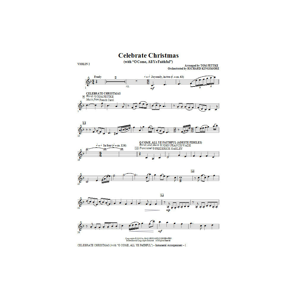 Feiere Weihnachten (mit O Come, All Ye Faithful) - Violine 2