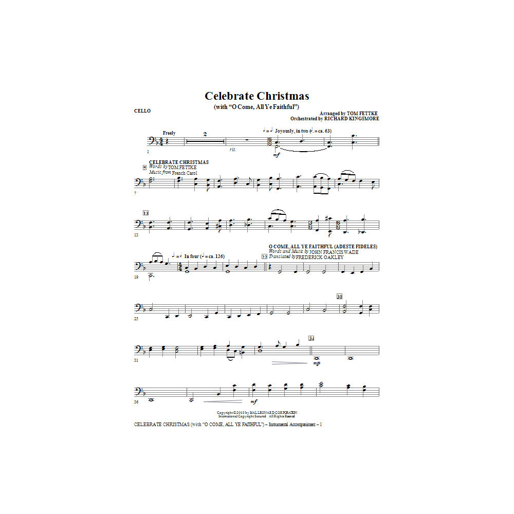Feiere Weihnachten (mit O Come, All Ye Faithful) - Cello