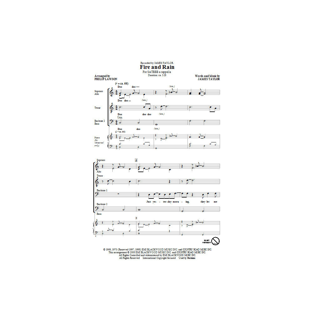 Fire And Rain (arr. Phillip Lawson)