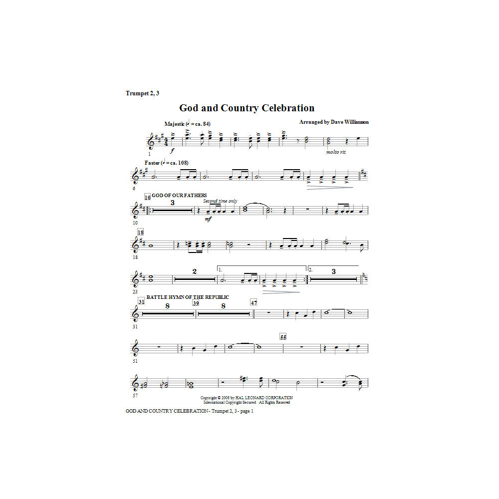 Gott und Land Feier (Medley) - Bb Trompete 2,3
