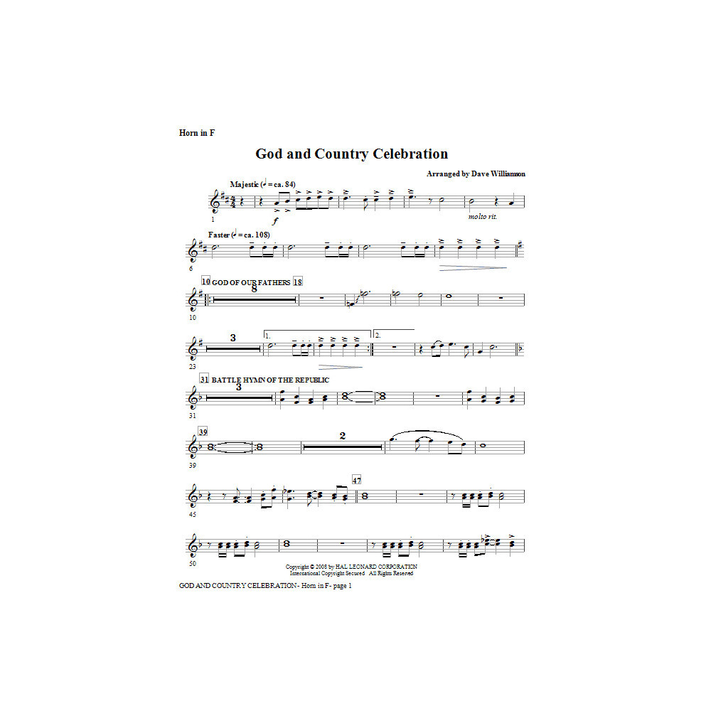 Gott Und Vaterland Feier (Medley) - Horn