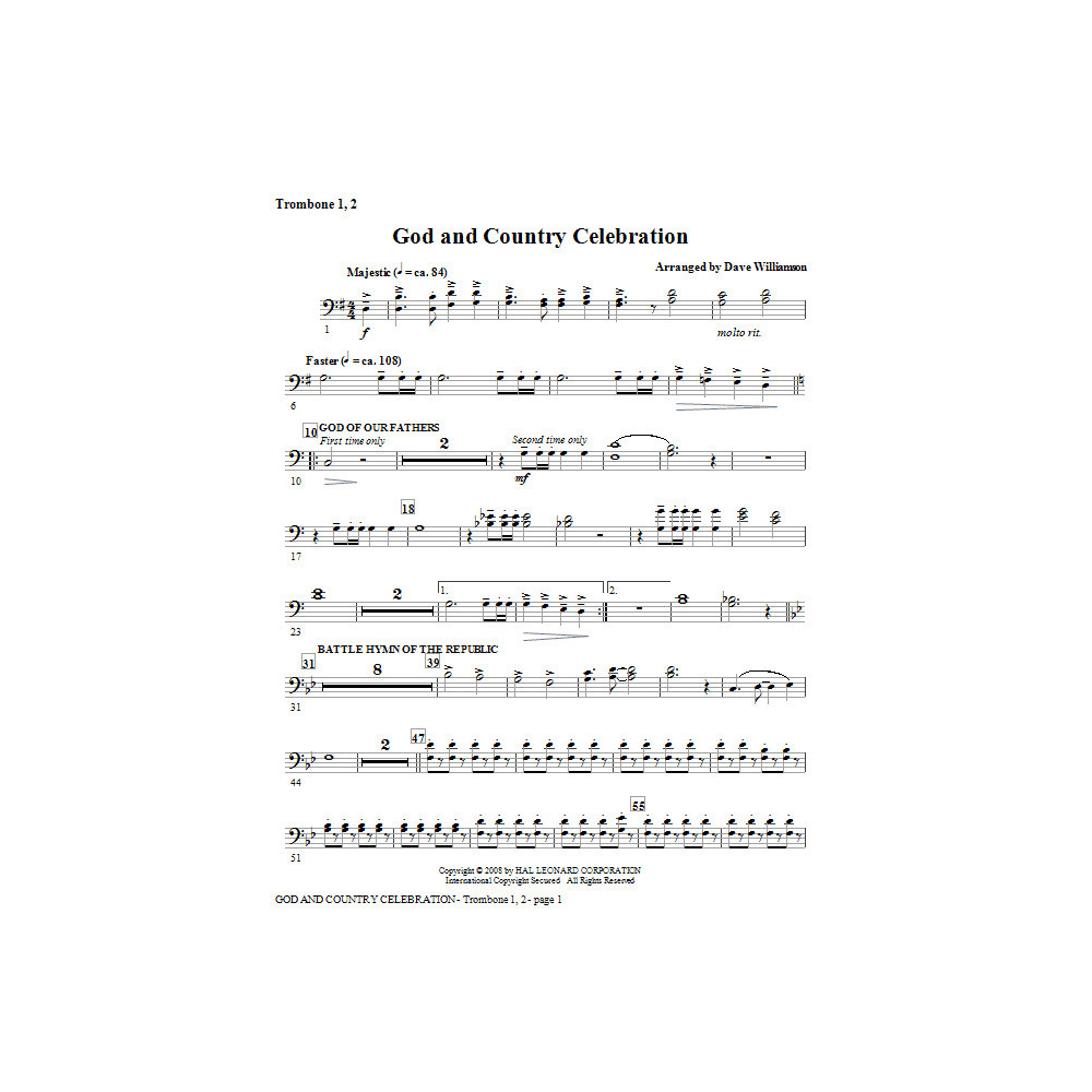 Gott Und Vaterland Feier (Potpourri) - Posaune 1,2