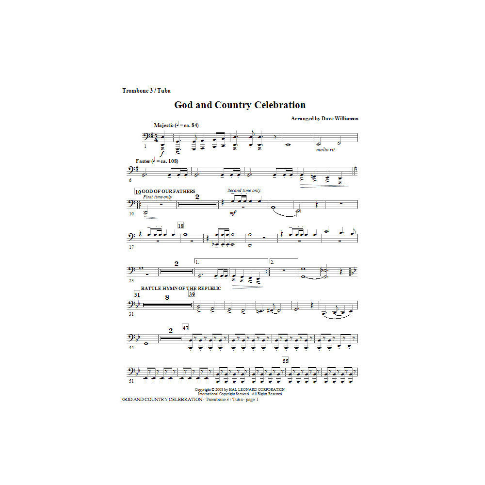 Gott Und Vaterland Feier (Medley) - Posaune 3/Tuba
