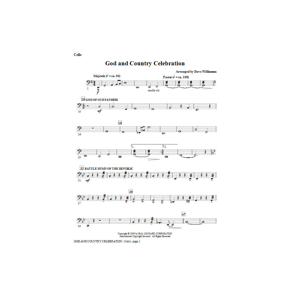 God And Country Celebration (Medley) - Double Bass