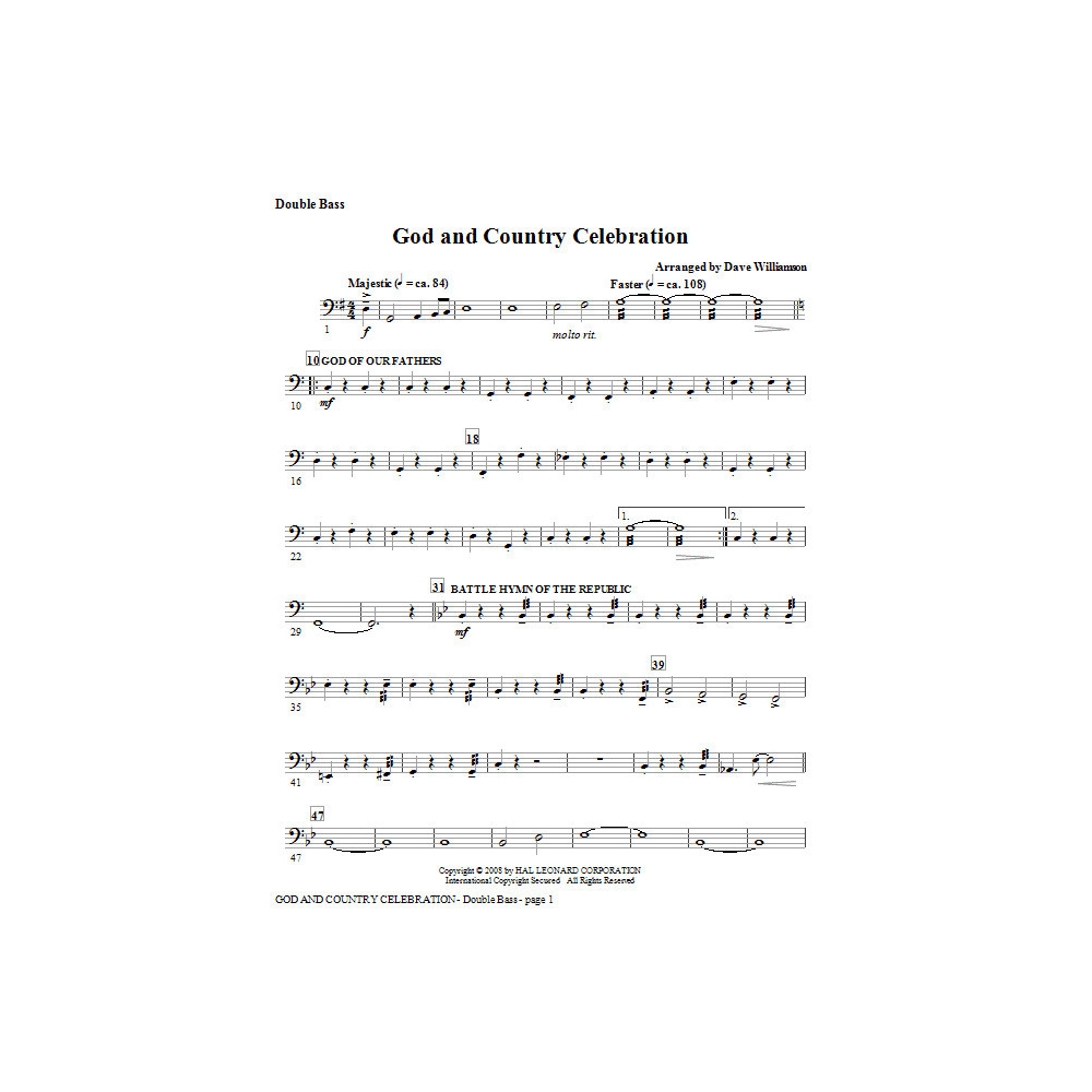 God And Country Celebration (Medley) - Alto Sax (Horn sub)