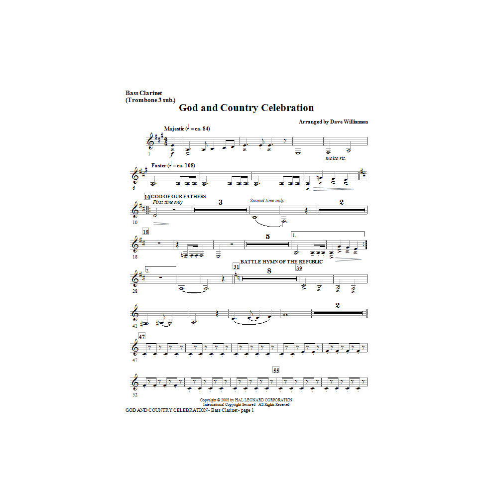 God And Country Celebration (Medley) - Bassoon (Cello Sub)