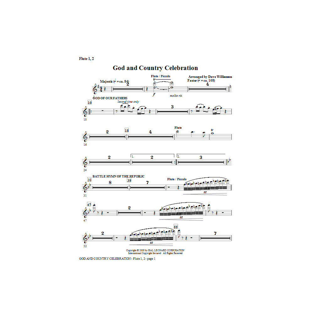God And Country Celebration (Medley) - Flute 1,2