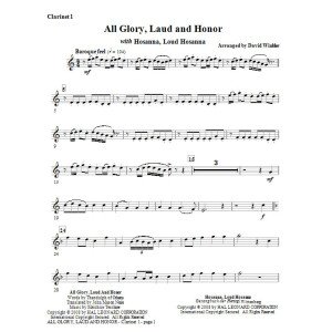 All Glory, Laud, And Honor (with Hosanna, Loud Hosanna) - Bb Klarinette 1