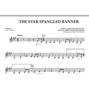 Star Spangled Banner - Violin 3 (Viola Treble Clef)