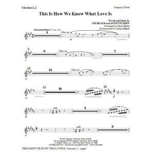 This Is How We Know What Love Is - Clarinet 1 & 2