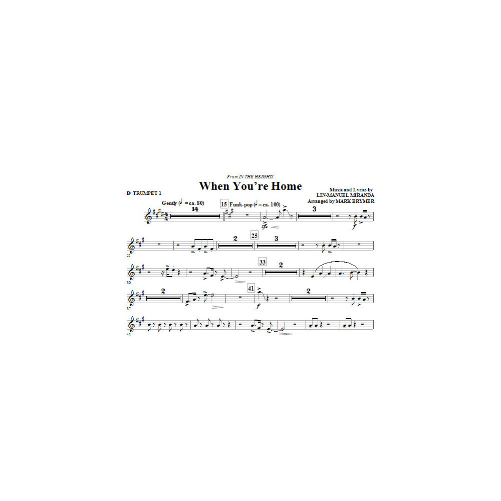 When You're Home (from In The Heights) (arr. Mark Brymer) - Bb Trumpet 1