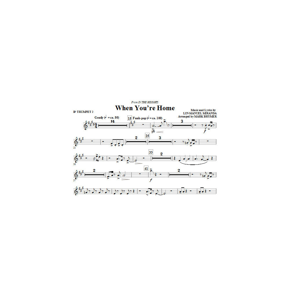 When You're Home (from In The Heights) (arr. Mark Brymer) - Bb Trumpet 2