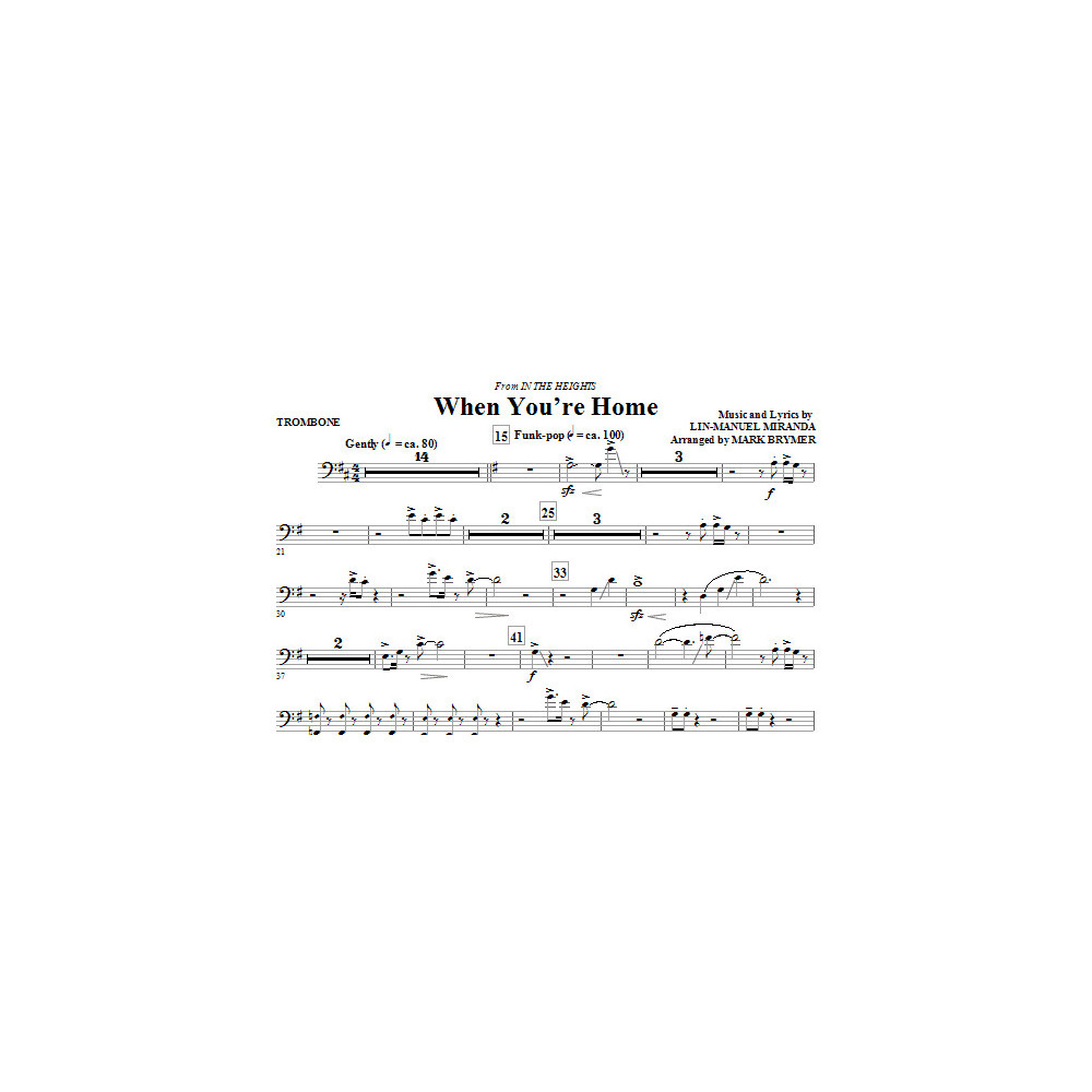 Wenn Du Zu Hause Bist (aus In The Heights) (bearb. Mark Brymer) - Posaune