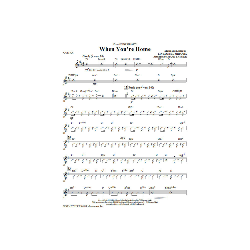 Wenn Du Zu Hause Bist (aus In The Heights) (arr. Mark Brymer) - Gitarre