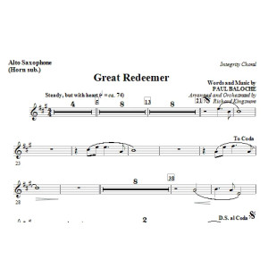 Great Redeemer - Tenor Sax (Trombone 2 sub.)