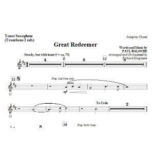 Great Redeemer - Bass Clarinet (Trombone 3 sub)