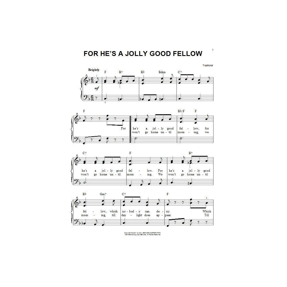 For He's A Jolly Good Fellow