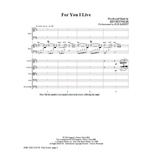 For You I Live - Vollständige Partitur