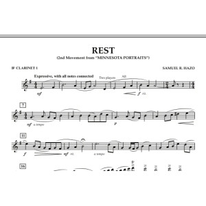 Rest (Mvt. 2 of "Minnesota Portraits") - Bb Clarinet 1