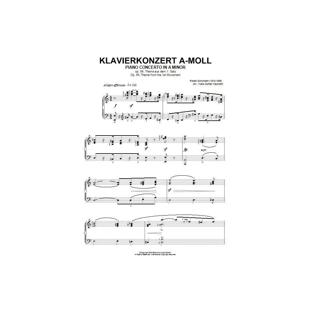 Piano Concerto In A Minor, Op.54, theme from the First Movement