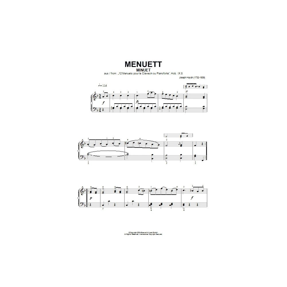 Minuet, From 12 Menuets Pour Le Clavecin Ou Pianoforte