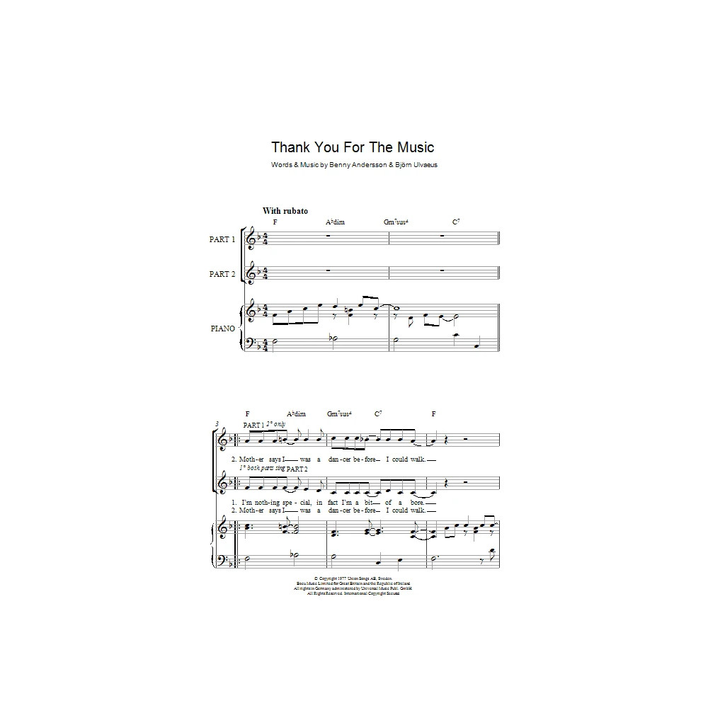 Thank You For The Music (arr. Rick Hein)
