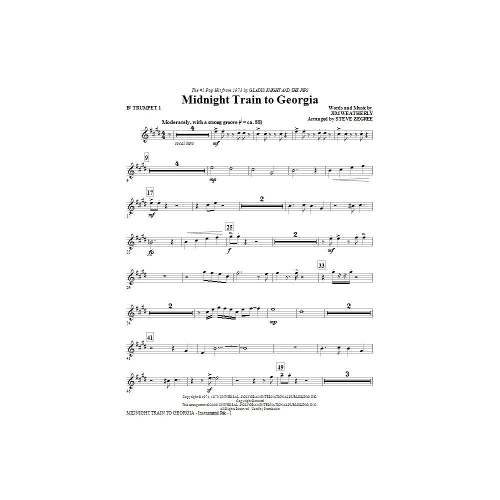 Midnight Train To Georgia - Bb Trumpet 1