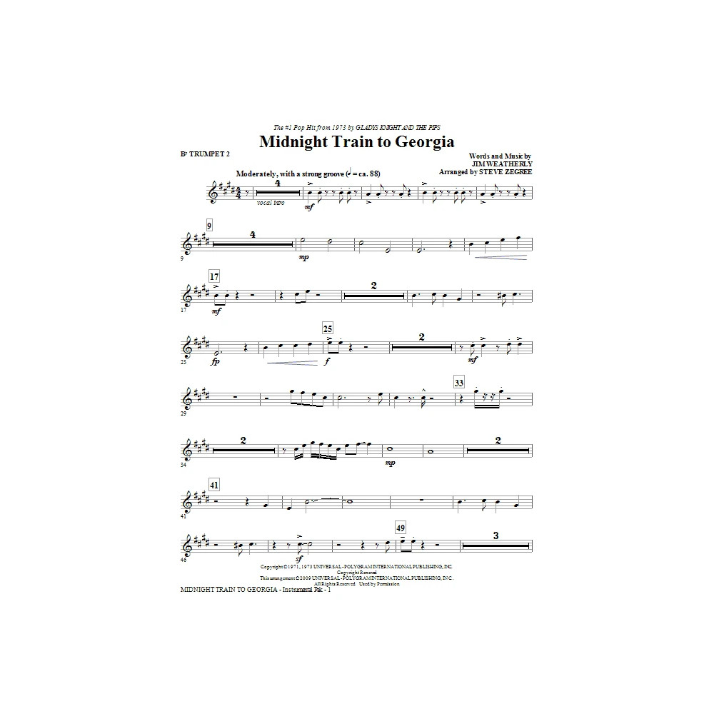 Midnight Train To Georgia - Bb Trumpet 2