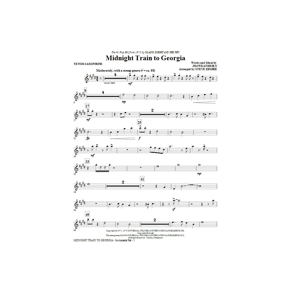 Midnight Train To Georgia - Bb Tenor Saxophone