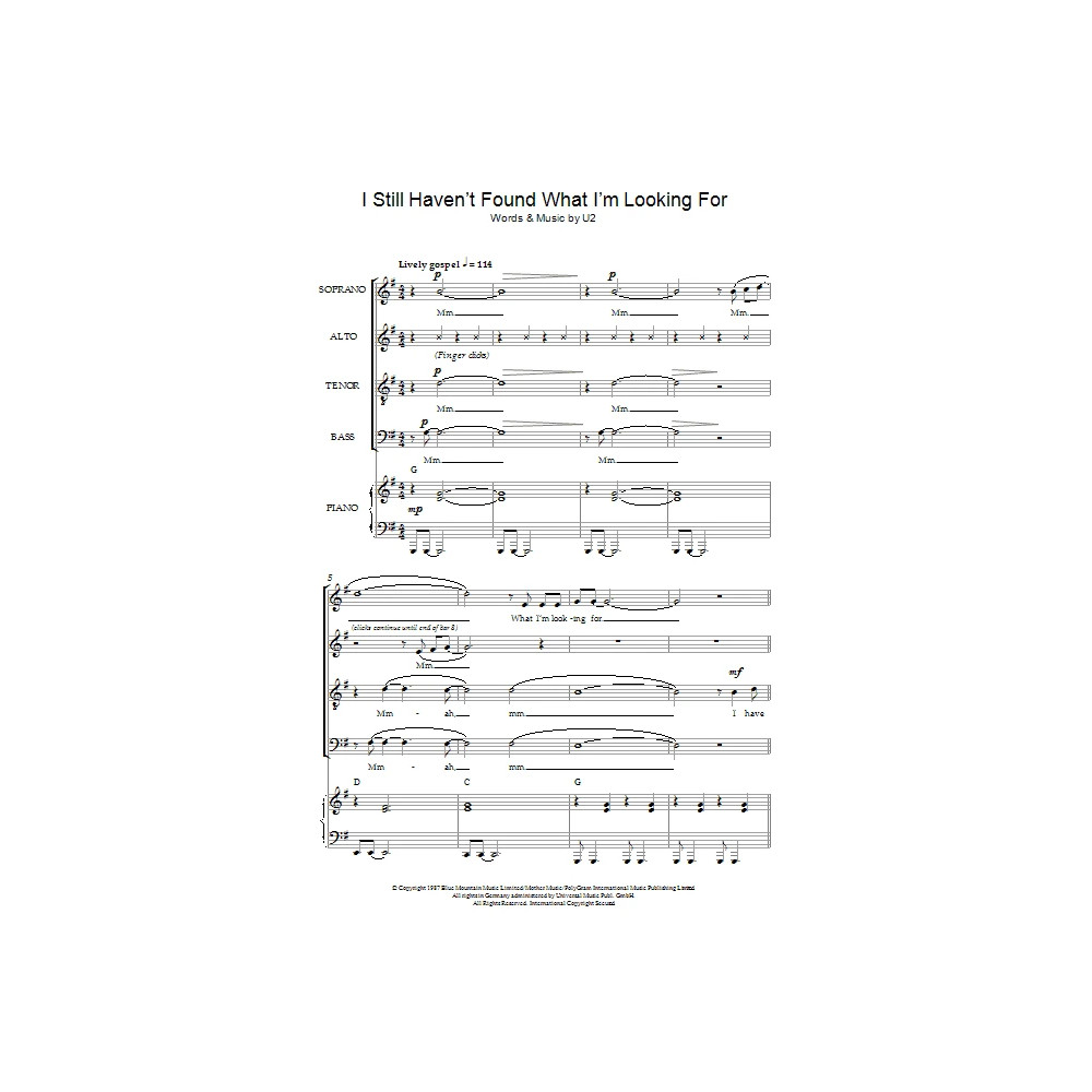 I Still Haven't Found What I'm Looking For (arr. Jeremy Birchall)