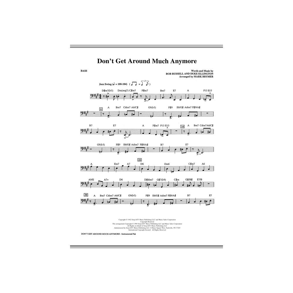Don't Get Around Much Anymore (arr. Mark Brymer) - Bass