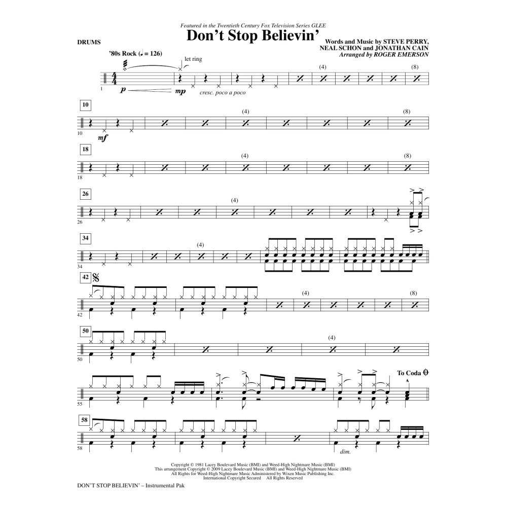 Don't Stop Believin' - Drums