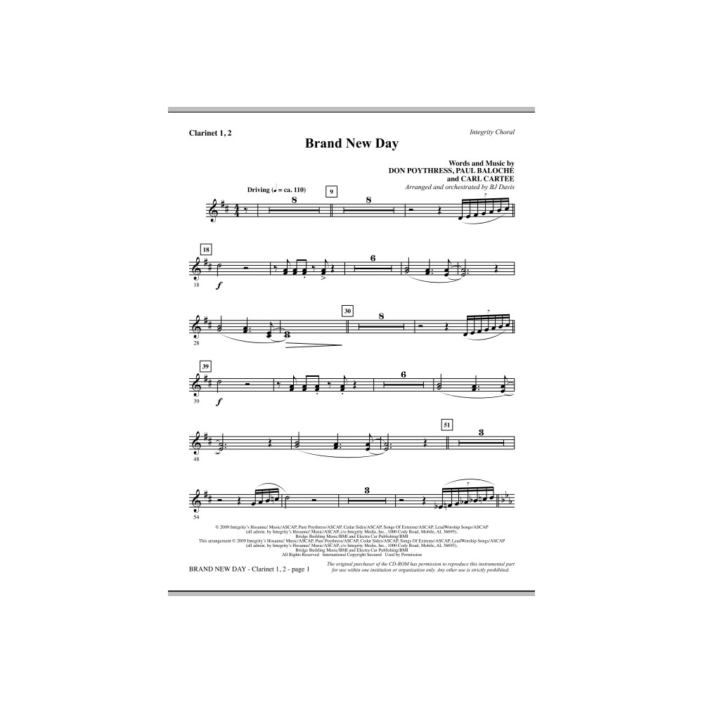 Brand New Day - Clarinet 1 & 2