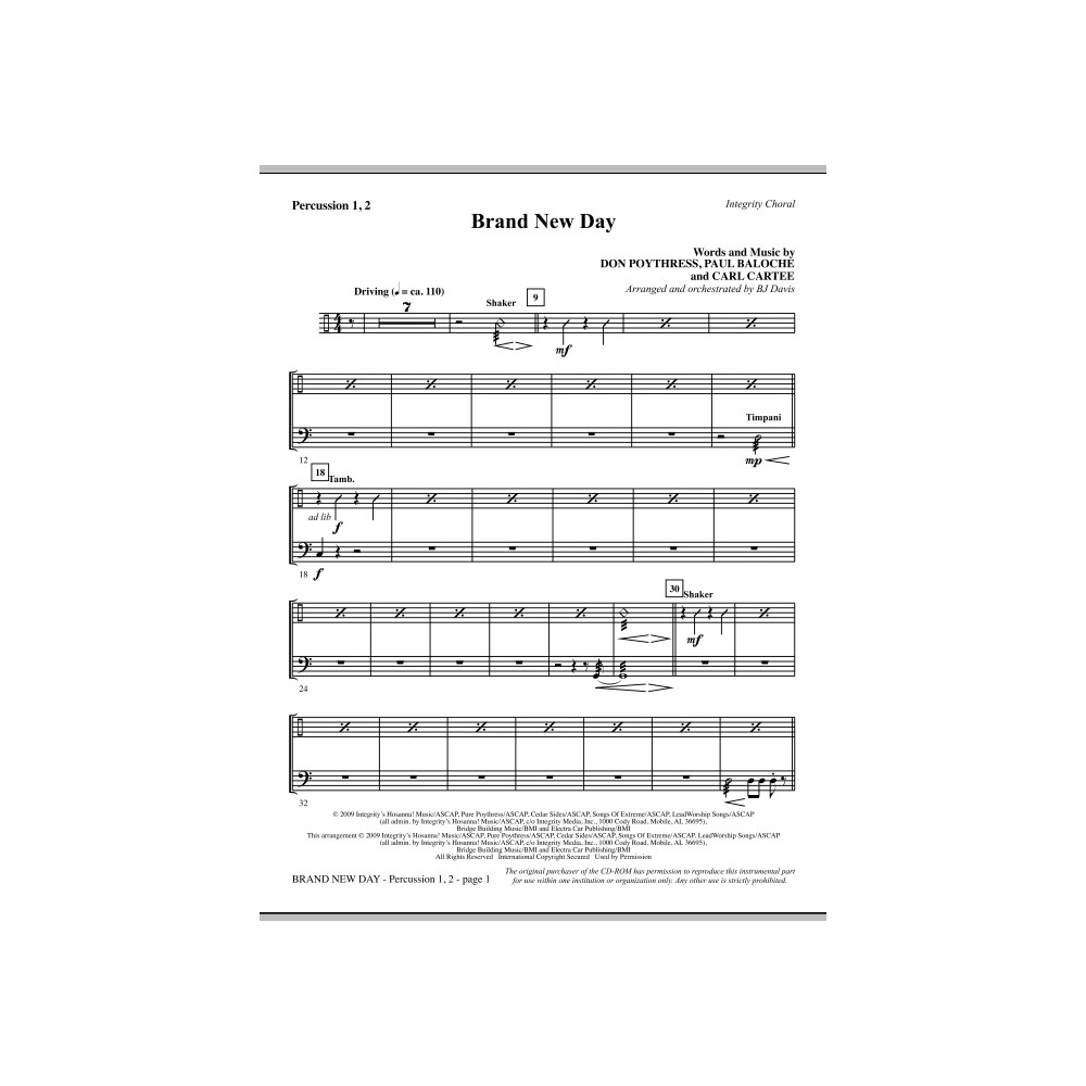 Brand New Day - Percussion 1 & 2