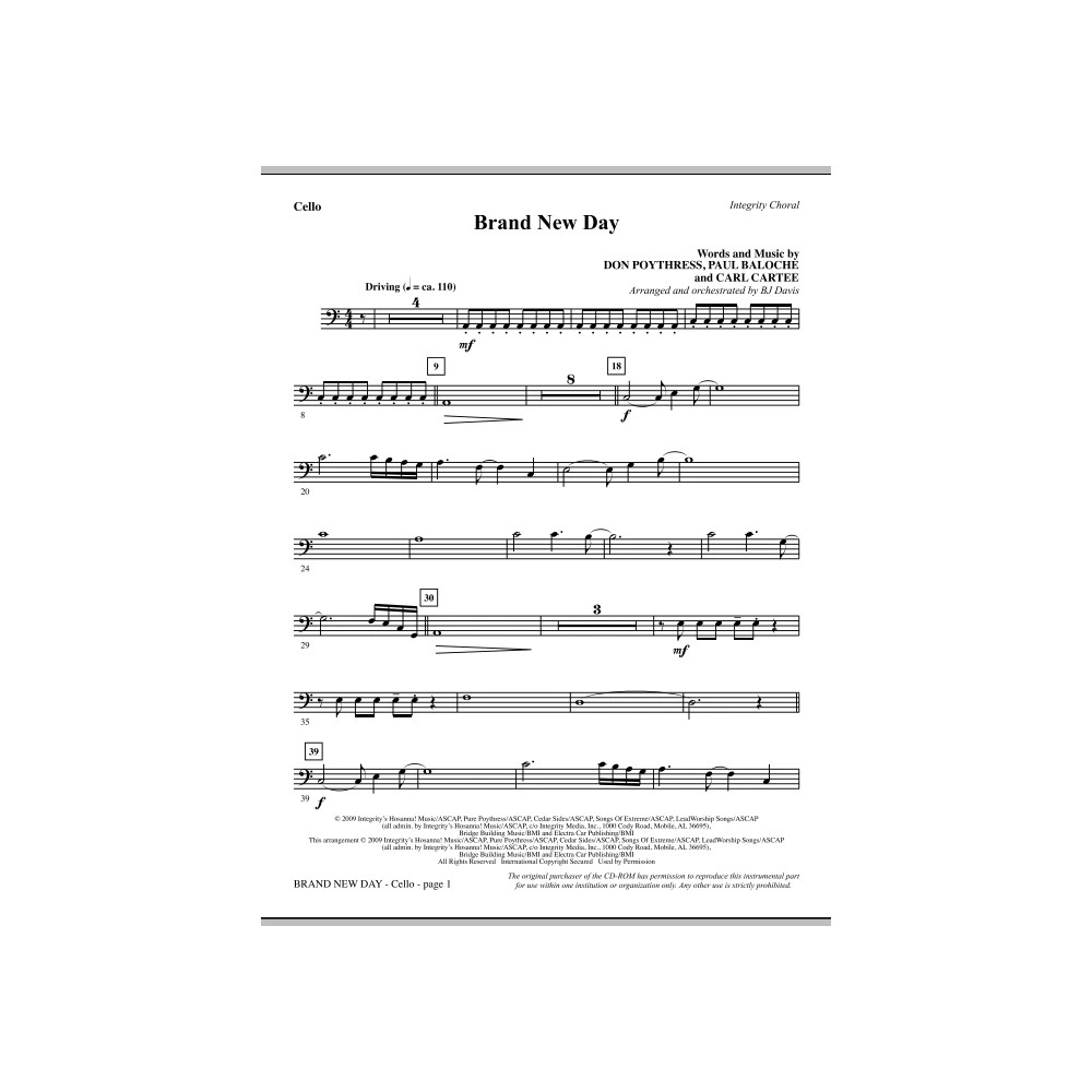 Brand New Day - Cello