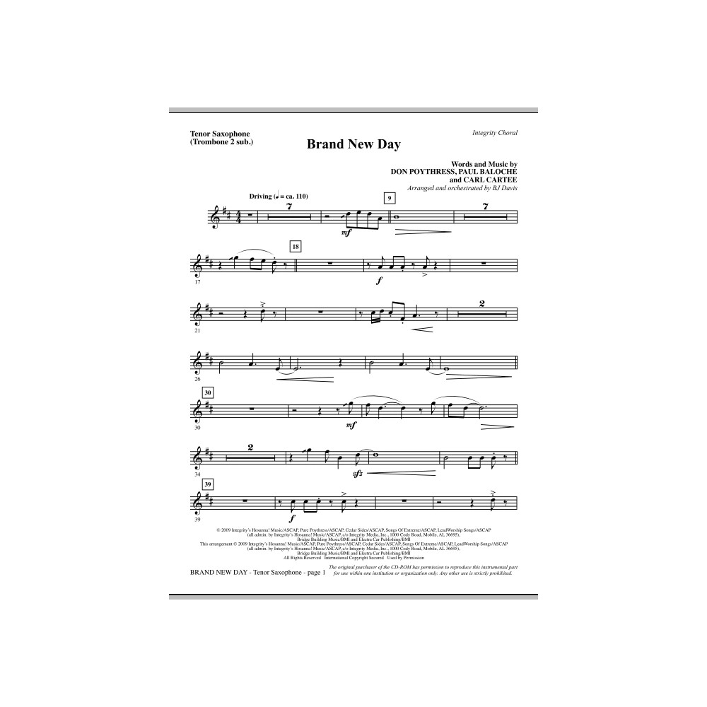 Brand New Day - Tenor Sax (Trombone 2 sub)
