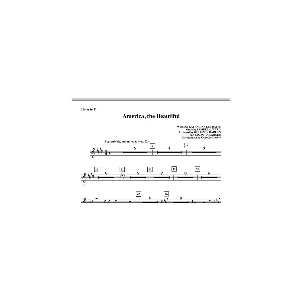 America, The Beautiful - F Horn