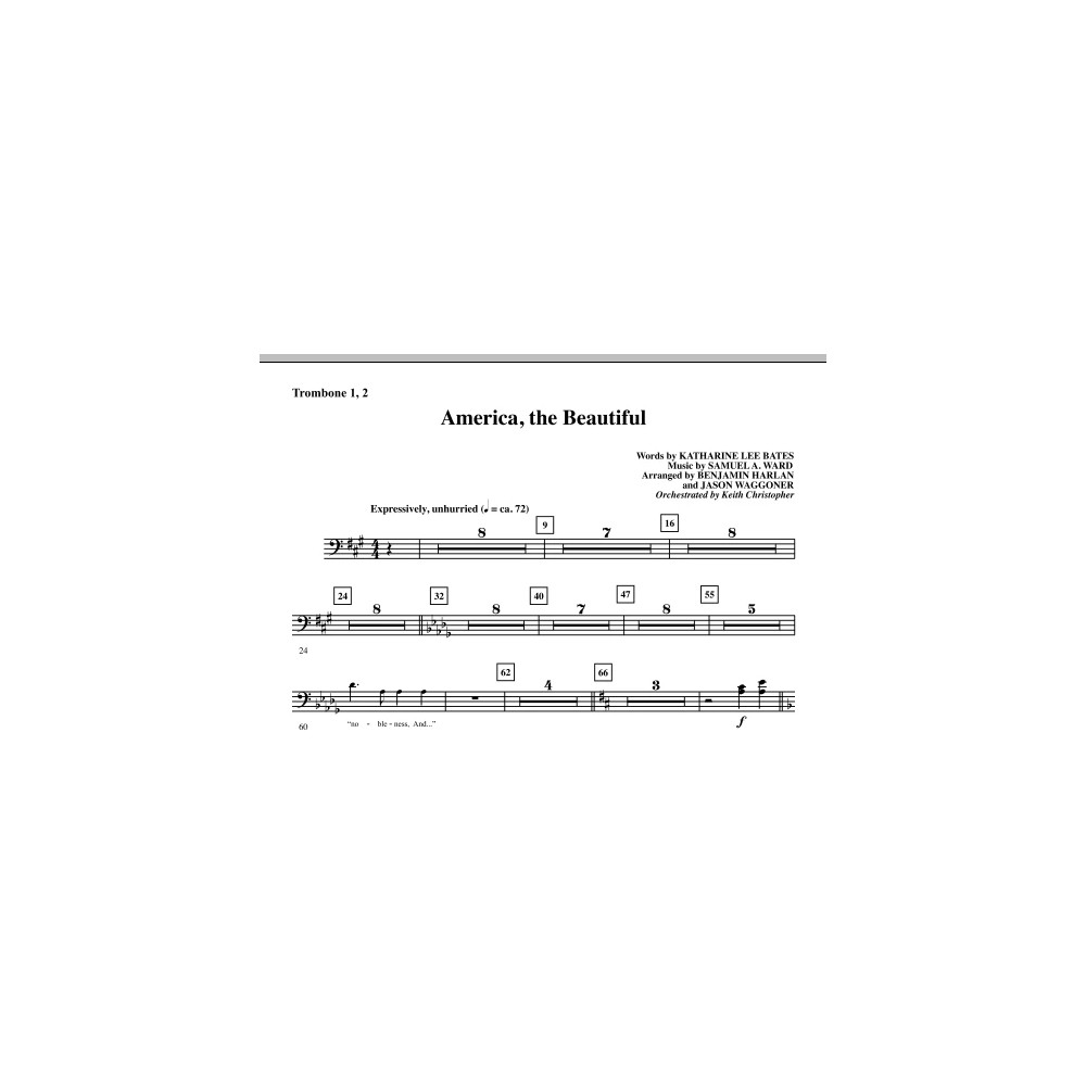 America, The Beautiful - Trombone 1 & 2