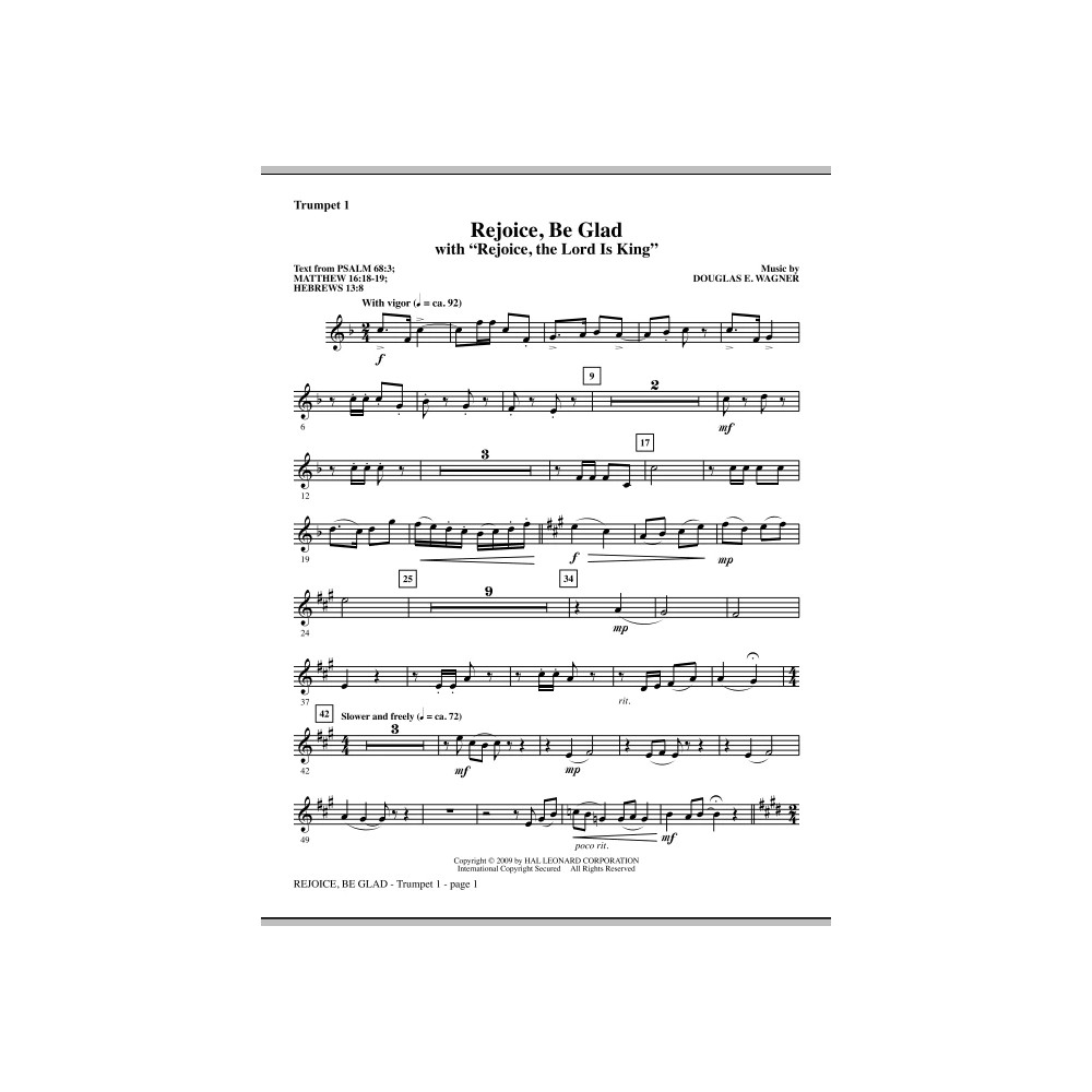 Rejoice, Be Glad! (with Rejoice, The Lord Is King) - Bb Trumpet 1