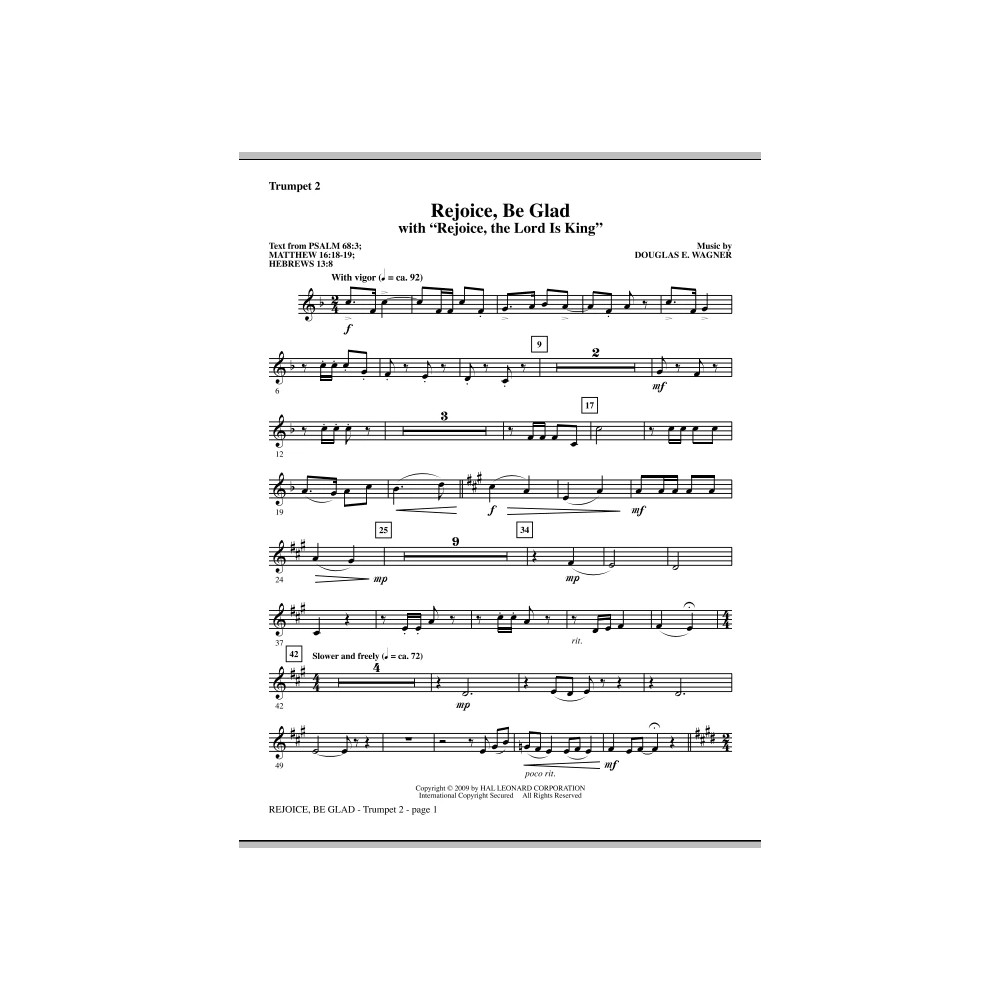 Rejoice, Be Glad! (with Rejoice, The Lord Is King) - Bb Trumpet 2