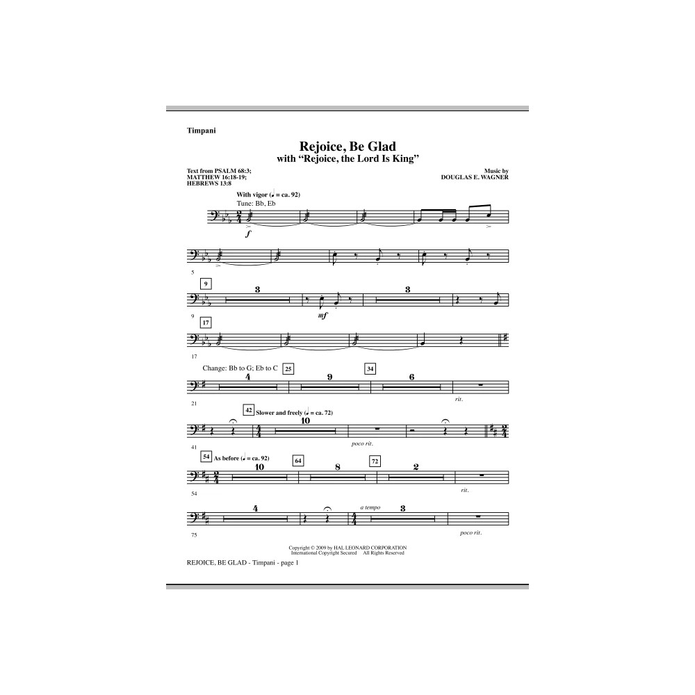 Rejoice, Be Glad! (with Rejoice, The Lord Is King) - Timpani