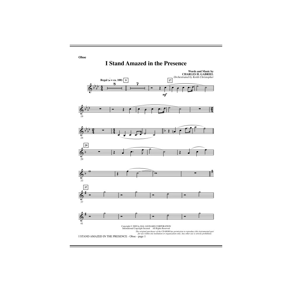 I Stand Amazed In The Presence - Oboe