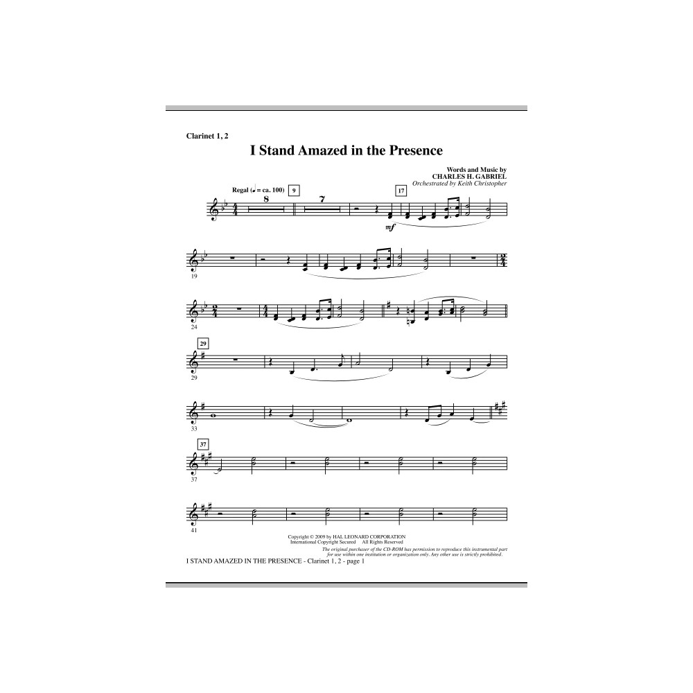 I Stand Amazed In The Presence - Bb Clarinet 1 & 2