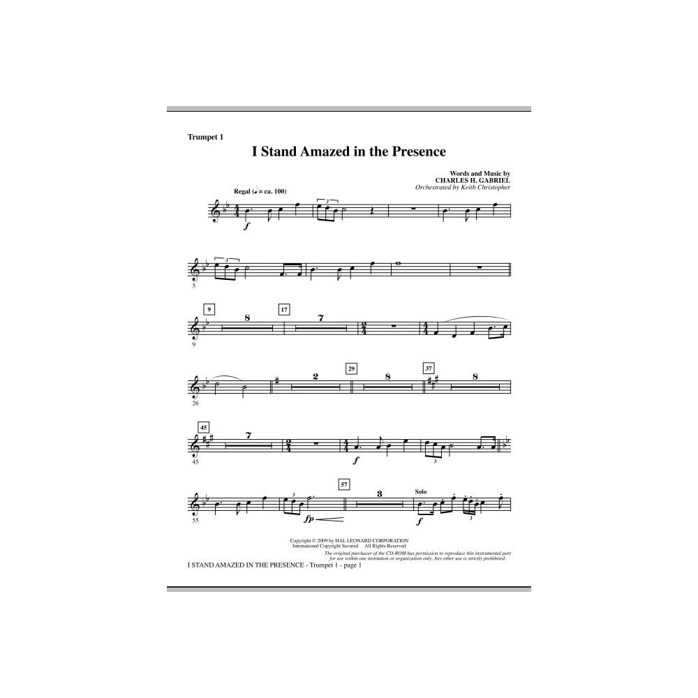 I Stand Amazed In The Presence - Bb Trumpet 1