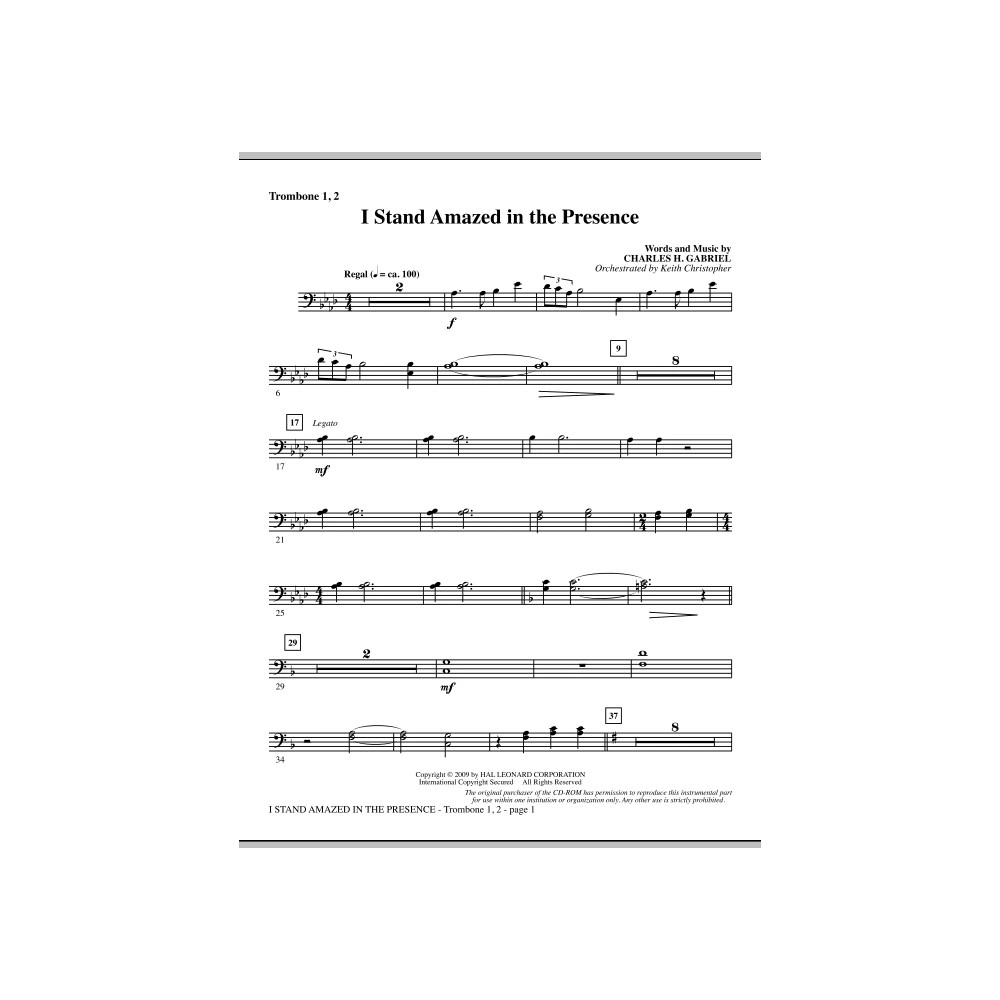 I Stand Amazed In The Presence - Trombone 1 & 2