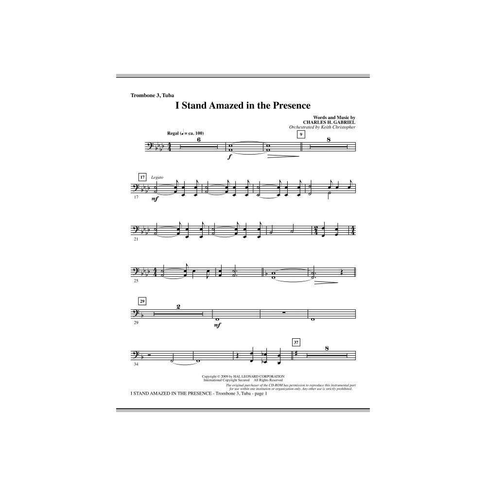 I Stand Amazed In The Presence - Trombone 3/Tuba