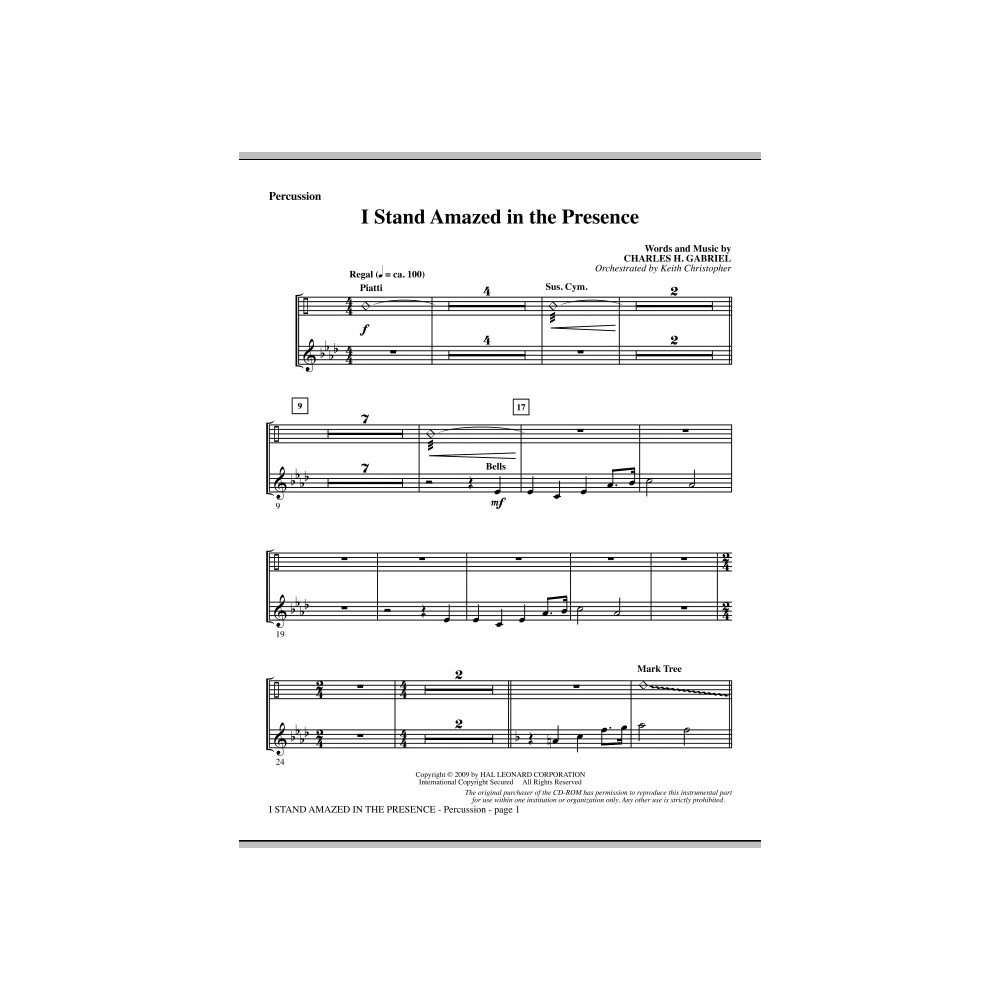 I Stand Amazed In The Presence - Percussion
