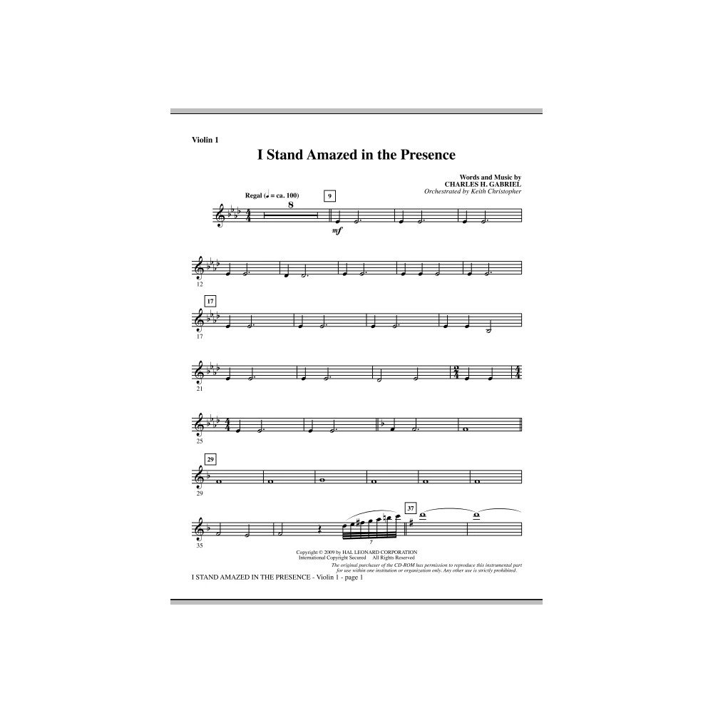I Stand Amazed In The Presence - Violin 1