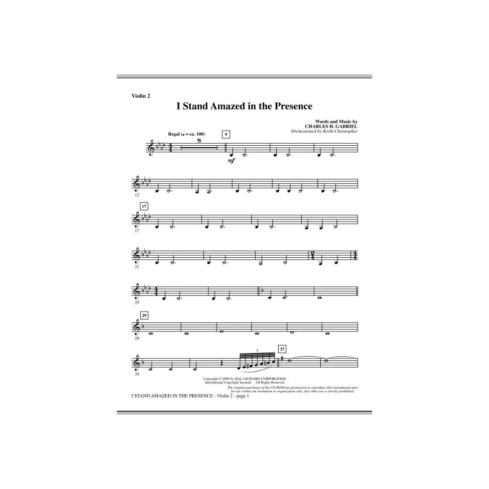 I Stand Amazed In The Presence - Violin 2