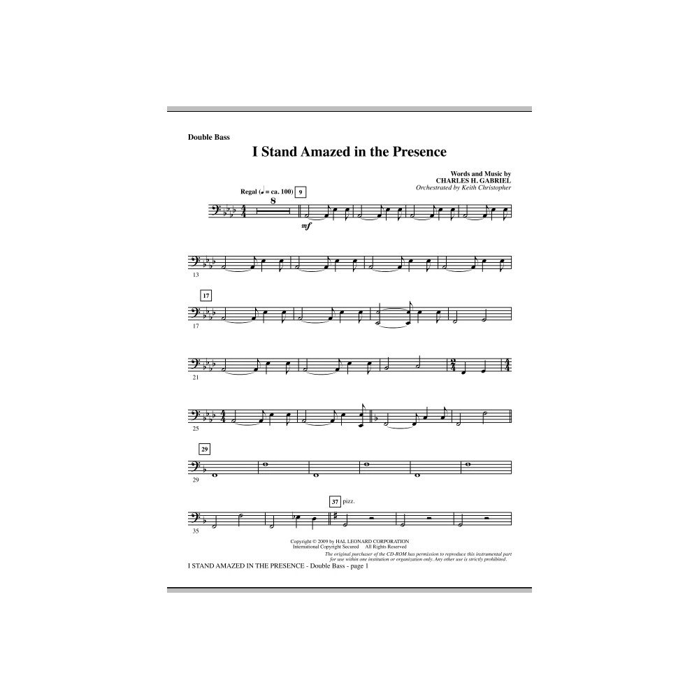 I Stand Amazed In The Presence - Double Bass
